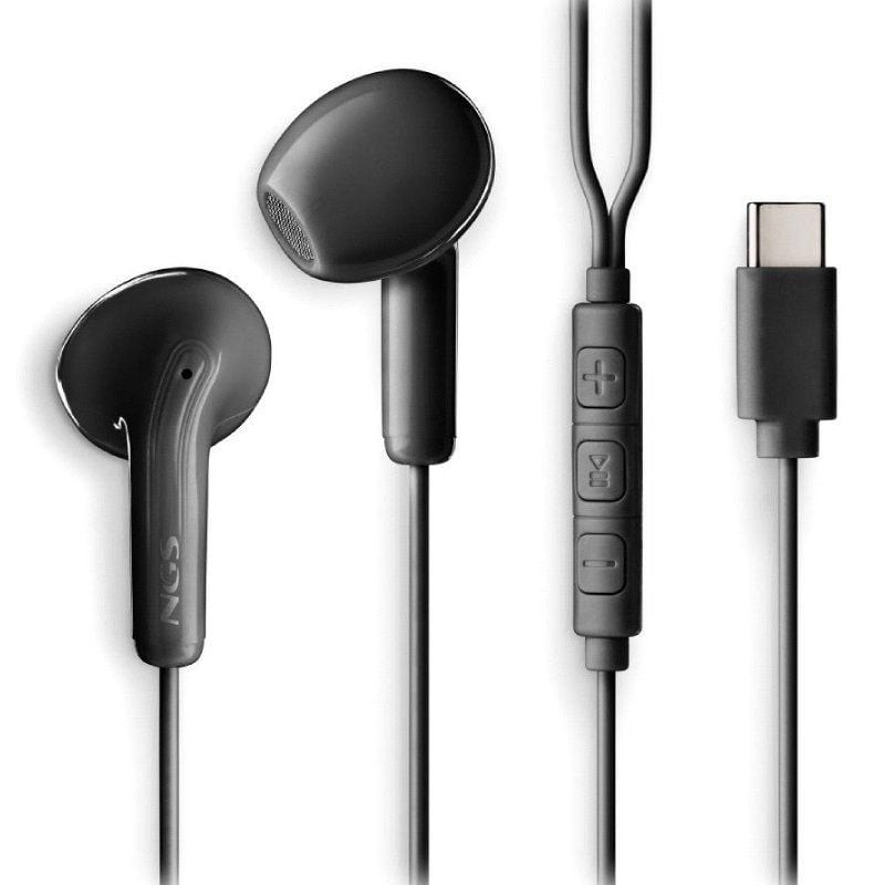 Auriculares Intrauditivos NGS Cross Glide/ con Micrófono/ USB Tipo-C/ Negros