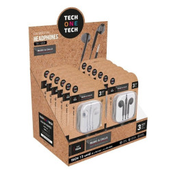 Expositor de Auriculares Tech One Tech EarTECH TEC1003 / con Micrófono/ Jack 3.5/ Incluye 6 Auriculares Blancos y 6 Auricular...