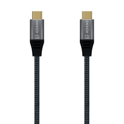 Cable USB 2.0 Tipo-C Aisens A107-0628 5A 100W/ USB Tipo-C Macho - USB Tipo-C Macho/ Hasta 100W/ 480Mbps/ 1m/ Gris