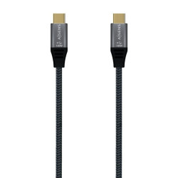 Cable USB 3.2 Tipo-C Aisens A107-0671 20GBPS 100W/ USB Tipo-C Macho - USB Tipo-C Macho/ Hasta 100W/ 20Gbps/ 1m/ Gris