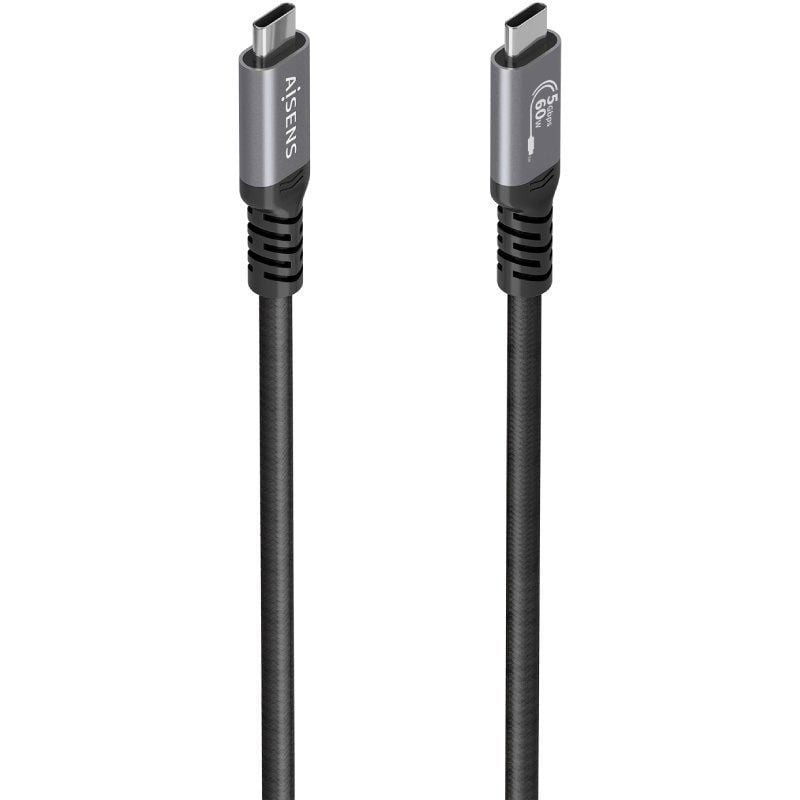 Cable USB 3.2 Tipo-C Aisens  A107-0991/ USB Tipo-C Macho - USB Tipo-C Macho/ Hasta 60W/ 5Gbps/ 7m/ Negro