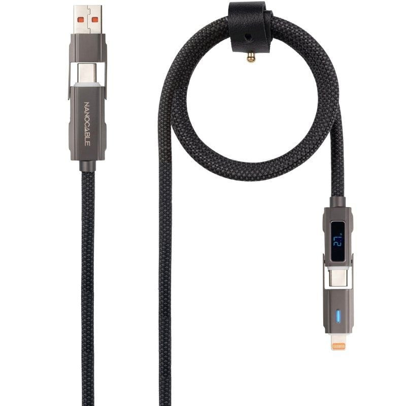 Cable USB 2.0 Tipo-C Nanocable 10.01.2501/ USB Tipo-C Macho + USB Macho - USB Tipo-C Macho + Lightning Macho/ Hasta 27W/ 480M...