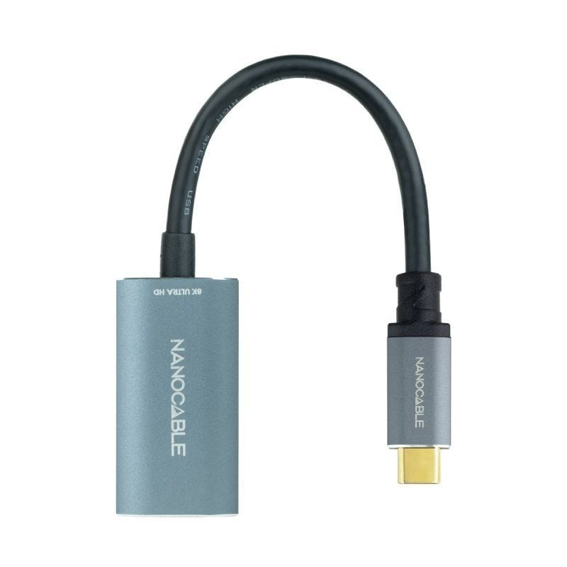 Conversor Nanocable 10.16.4104-G/ USB Tipo-C Macho - DisplayPort Hembra/ 15cm/ Gris