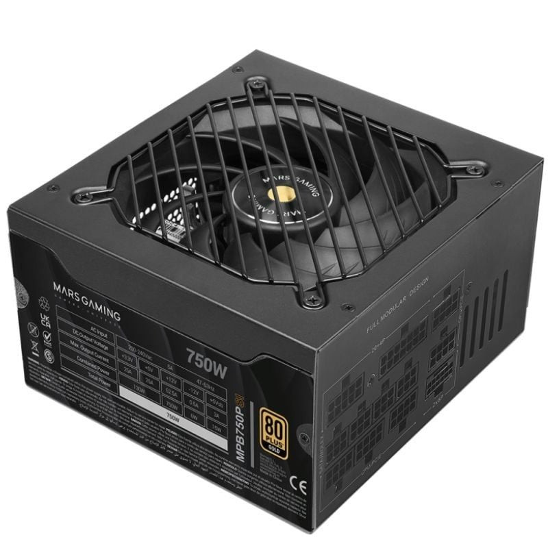 Fuente de Alimentación Mars Gaming MPB750PSI/ 750W/ Ventilador 14cm/ ATX 3.1/ PCIe 5.1/ 80 Plus Gold