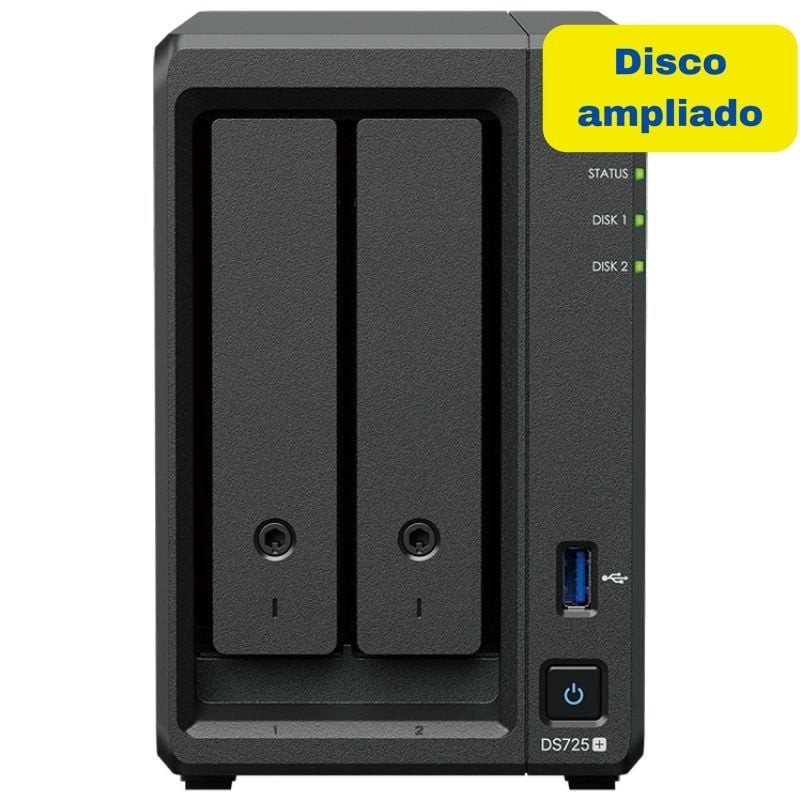 NAS Synology Diskstation DS725+/ 2 Bahías 3.5'- 2.5'/ 4GB DDR4/ 8TB/ Formato Torre