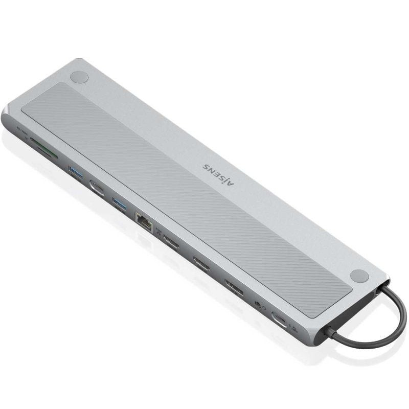 Docking USB Tipo-C Aisens ASUC-12P020-GR/ 2xHDMI 4K/ 3xUSB/ 1xUSB Tipo-C/ 1xRJ45/ 1xDisplayPort/ 1xLector Tarjetas/ 1xUSB Tip...