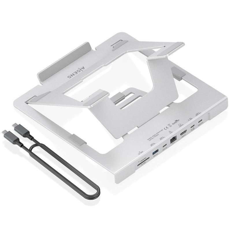 Soporte de Sobremesa - Docking USB Tipo-C Aisens ASUC-7P045-GR/ 1xUSB/ 1xUSB Tipo-C/ 1xHDMI/ 1xRJ45/ 1xLector de Tarjetas/ 1x...
