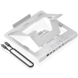 Soporte de Sobremesa - Docking USB Tipo-C Aisens ASUC-7P046-GR/ 2xUSB/ 1xUSB Tipo-C/ 2xHDMI/ 1xRJ45/ 1xUSB Tipo-C PD/ Gris