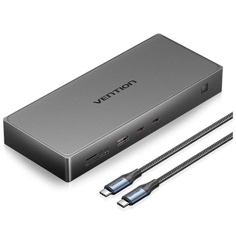 Docking USB Tipo-C Vention TPWH0/ 2xHDMI 4K/ 1xDisplayPort/ 3xUSB/ 2xUSB Tipo-C/ 1xUSB Tipo-C PD/ 1xRJ45/ 1xLector Tarjetas/ ...