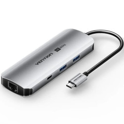 Docking USB Tipo-C Vention TQMHB/ 1xHDMI 4K/ 2xUSB/ 1xUSB Tipo-C/ 1xJack 3.5mm / 1xRJ45/ 1xUSB Tipo-C PD/ 1xLector Tarjetas/ ...