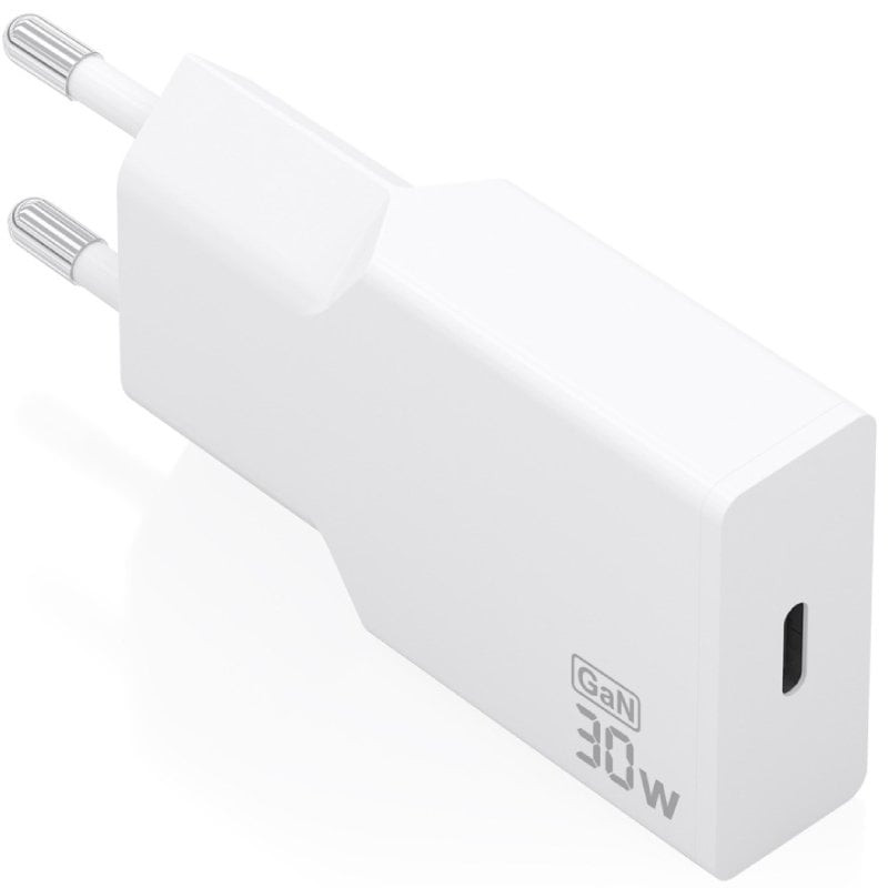 Cargador de Pared GaN Aisens A110-1001/ 1xUSB Tipo-C/ 30W/ Blanco