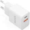 Cargador de Pared GaN Aisens A110-1025/ 1xUSB Tipo-C/ 1xUSB/ 20W/ Blanco