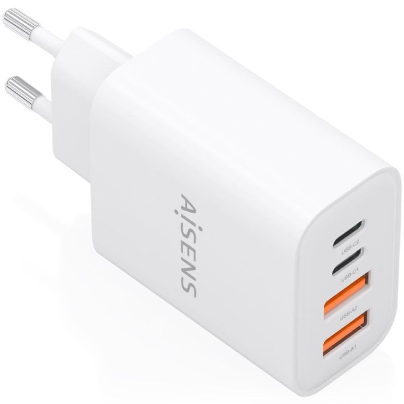 Cargador de Pared GaN Aisens A110-1027/ 2xUSB Tipo-C/ 2xUSB/ 32W/ Blanco