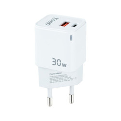 Cargador de Pared GaN TooQ TQWC-GANQCPD30WT/ 1xUSB Tipo-C/ 1xUSB/ 30W