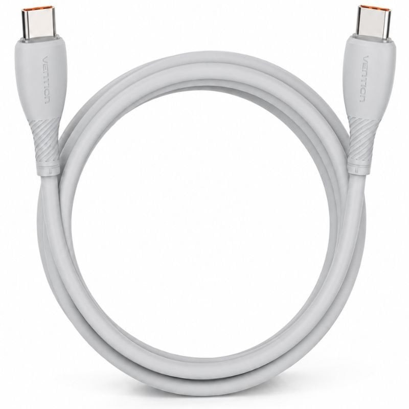 Cable USB 2.0 Tipo-C Vention TRWHF/ USB Tipo-C Macho - USB Tipo-C Macho/ Hasta 100W/ 480Mbps/ 1m/ Gris