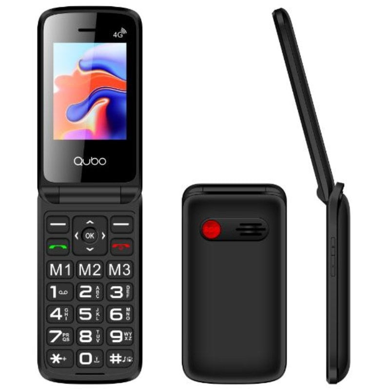 Teléfono Móvil Qubo X-247 4G para Personas Mayores/ Negro