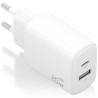 Cargador de Pared GaN Aisens A110-0909/ 1xUSB Tipo-C/ 1xUSB/ 20W/ Blanco