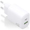 Cargador de Pared GaN Aisens A110-0911/ 1xUSB Tipo-C/ 1xUSB/ 25W/ Blanco