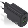 Cargador de Pared GaN Aisens A110-0912/ 1xUSB Tipo-C/ 1xUSB/ 25W/ Negro