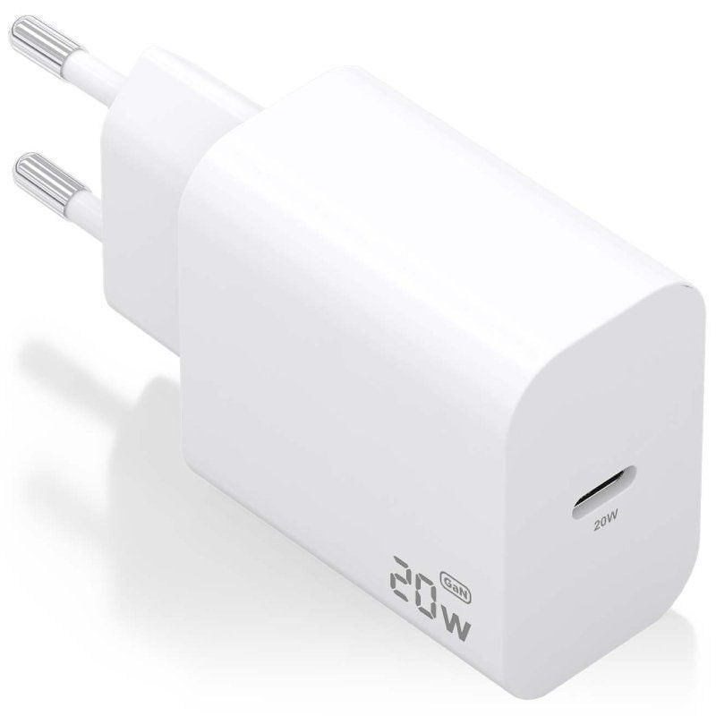 Cargador de Pared GaN Aisens A110-0938/ 1xUSB Tipo-C/ 20W/ Blanco