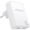 Cargador de Pared GaN Aisens ASCH-30W2P075-W/ 2xUSB Tipo-C/ 30W/ Blanco