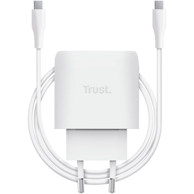 Cargador de Pared GaN Trust Maxo 45W/ 1xUSB Tipo-C/ Incluye Cable USB Tipo-C/ 45W