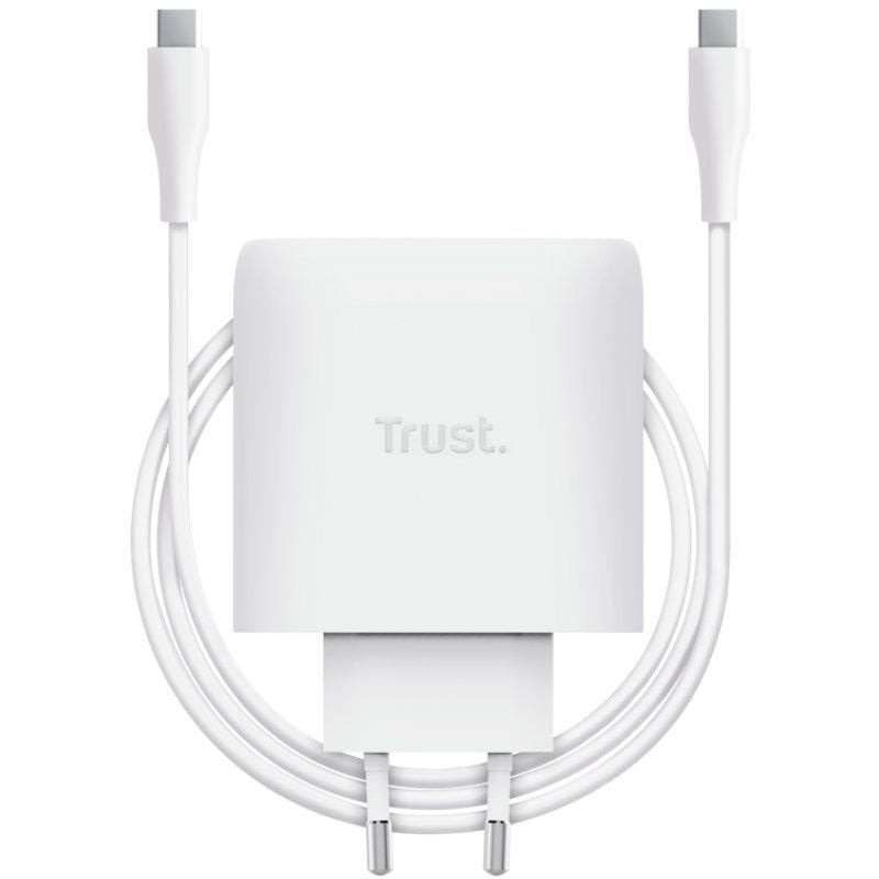 Cargador de Pared GaN Trust Maxo 65W/ 1xUSB Tipo-C/ Incluye Cable USB Tipo-C/ 65W
