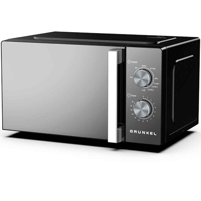 Microondas Grunkel MWG-20ESPEJO/ 800W/ Capacidad 20L/ Función Grill/ Negro