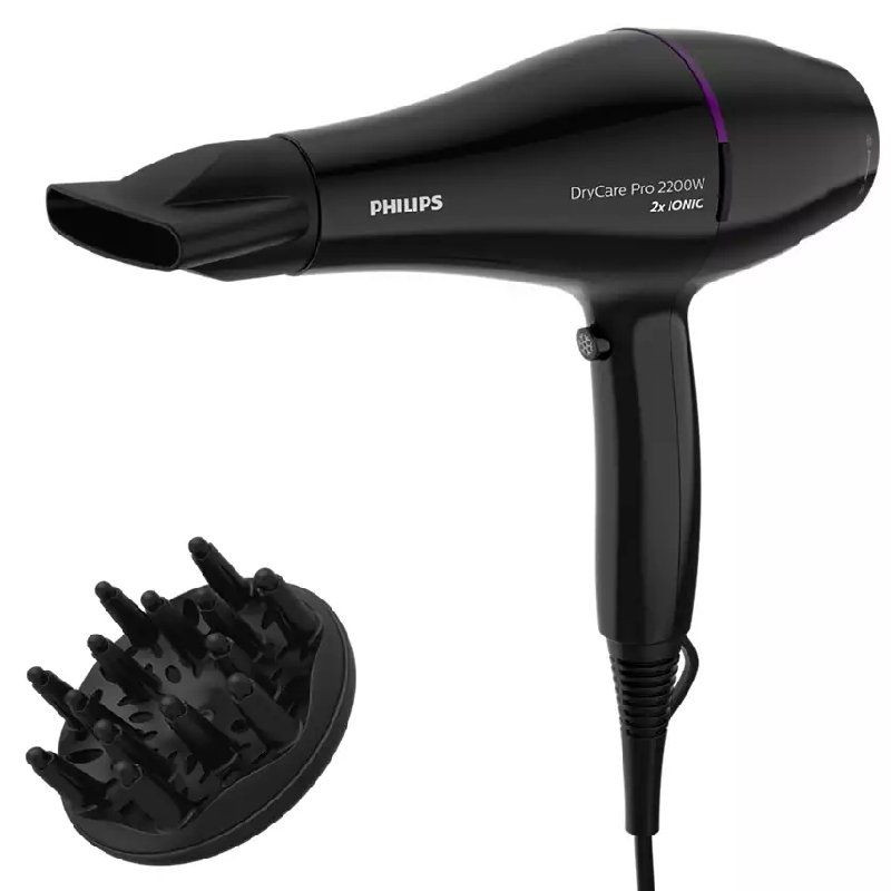 Secador Philips Drycare Pro BHD274/ 2200W/ Negro y Violeta