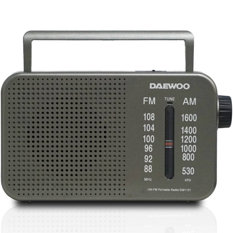 Radio Portátil Daewoo DW1121/con Cable/ a Pilas/ Gris
