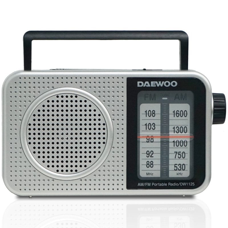 Radio Portátil Daewoo DW1125/ a Pilas/ Gris Metalizado