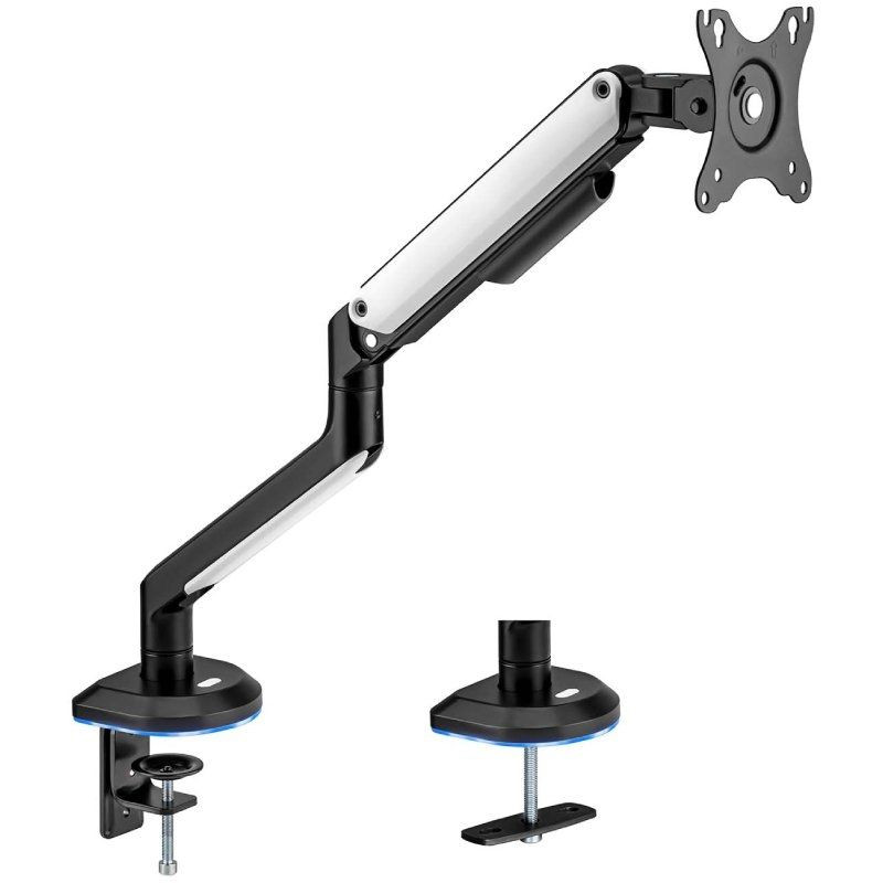 Soporte de Mesa Gaming con Contrapeso para Monitor Aisens DT32TSR-295/ Giratorio/ Inclinable/ hasta 9kg/ con Iluminación RGB