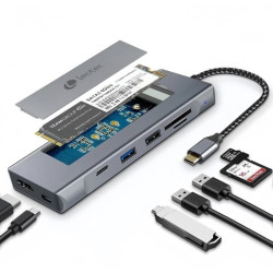 Docking/Caja Externa USB Tipo-C Leotec LEDS07/ Ranura SSD M.2/ 2xUSB/ 1xUSB Tipo-C/ 1xHDMI 4K/ 1xLector Tarjetas SD y MicroSD...