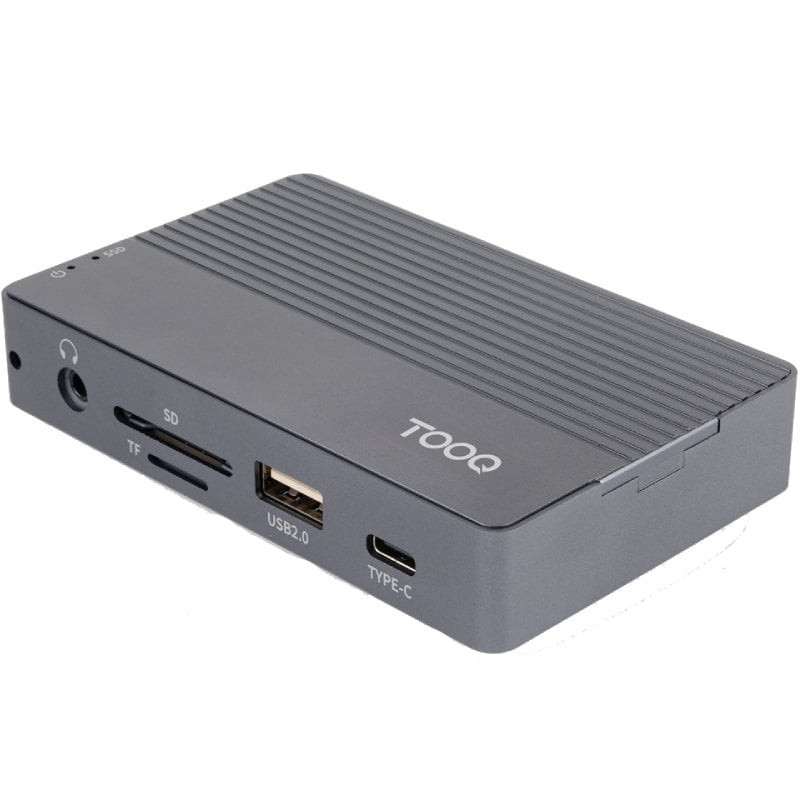 Docking/Caja Externa USB Tipo-C TooQ TQE-2242G/ Ranura SSD M.2/ 1xHDMI/ 1xRJ45/ 1xUSB/ 1xUSB Tipo-C/ 1xLector Tarjetas/ 1x Ja...