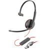 Auricular Poly Blackwire 3210 + Adaptador USB-C/A/ con Micrófono/ USB Tipo-C/ Bulk/ Negro