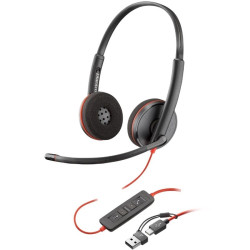 Auriculares Poly Blackwire 3220 + Adaptador USB-C/A/ con Micrófono/ USB Tipo-C/ Negro