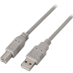 Cable USB 2.0 Impresora Aisens A101-0004/ USB Tipo-B Macho - USB Macho/ 4.5m/ Beige