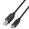 Cable USB 2.0  Impresora Aisens A107-0054/ USB Tipo-C Macho - USB Tipo-B Macho/ 480Mbps/ 2m/ Negro