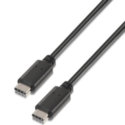Cable USB 2.0 Tipo-C Aisens A107-0055/ USB Tipo-C Macho - USB Tipo-C Macho/ 480Mbps/ 50cm/ Negro