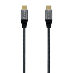 Cable USB 3.2 Tipo-C Aisens A107-0671 20GBPS 100W/ USB Tipo-C Macho - USB Tipo-C Macho/ Hasta 100W/ 20Gbps/ 1m/ Gris
