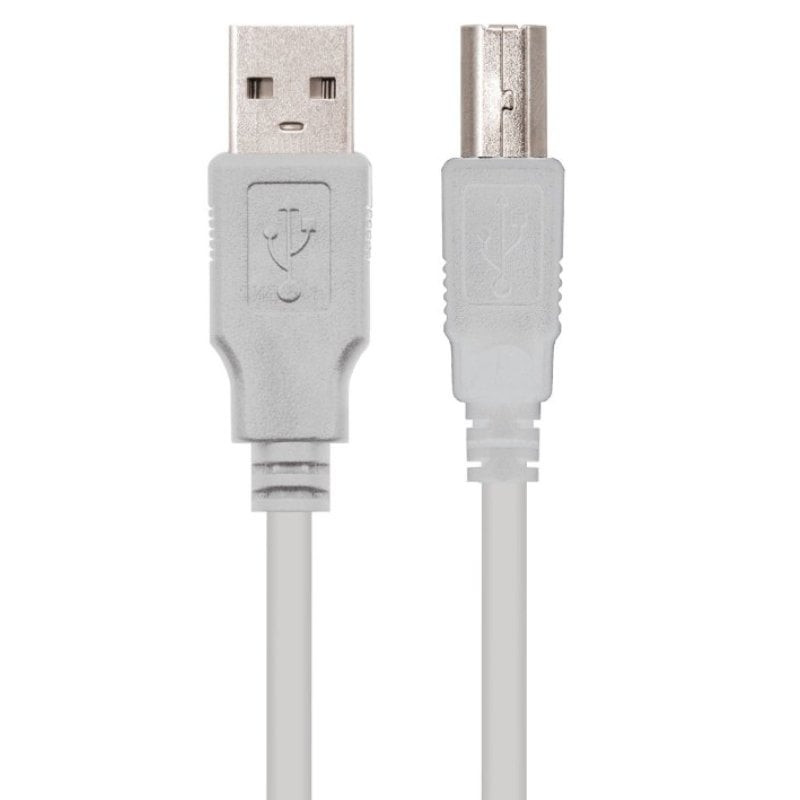 Cable USB 2.0 Impresora Nanocable 10.01.0104/ USB Tipo-B Macho - USB Macho/ 3m/ Beige
