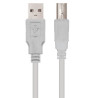 Cable USB 2.0 Impresora Nanocable 10.01.0104/ USB Tipo-B Macho - USB Macho/ 3m/ Beige