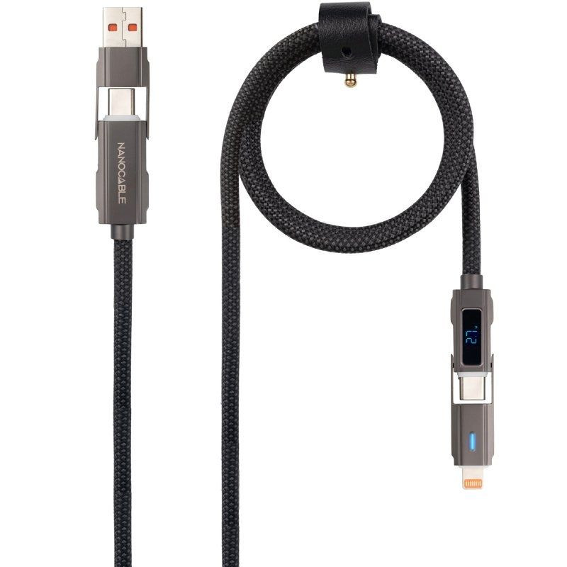Cable USB 2.0 Tipo-C Nanocable 10.01.2501/ USB Tipo-C Macho + USB Macho - USB Tipo-C Macho + Lightning Macho/ Hasta 27W/ 480M...
