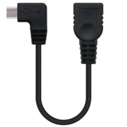Cable USB 2.0 Nanocable 10.01.3600/ MicroUSB Macho - USB Hembra/ 15cm/ Negro