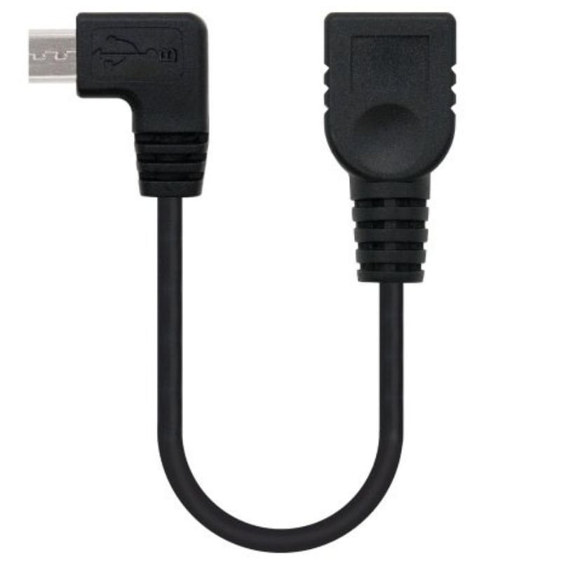 Cable USB 2.0 Nanocable 10.01.3600/ MicroUSB Macho - USB Hembra/ 15cm/ Negro