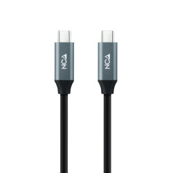 Cable USB 3.2 Nanocable 10.01.4300/ USB Tipo-C Macho - USB Tipo-C Macho/ Hasta 100W/ 20Gbps/ 50cm/ Gris y Negro