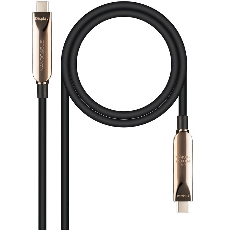 Cable USB 3.2 Tipo-C AOC Nanocable 10.01.4605/ USB Tipo-C Macho - USB Tipo-C Macho/ Hasta 60W/ 10Gbps/ 5m/ Negro