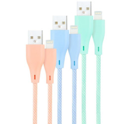 Cables USB 2.0 Lightning Nanocable 10.10.0401-CO1/ USB Macho - Lightning Macho/ 1m/ 3 Unidades/ Rosa