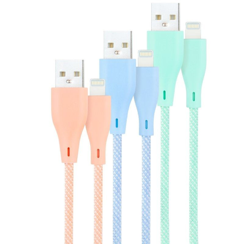Cables USB 2.0 Lightning Nanocable 10.10.0401-CO1/ USB Macho - Lightning Macho/ 1m/ 3 Unidades/ Rosa