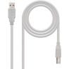 Cable USB 2.0 Impresora Nanocable 10.01.0103/ USB Tipo-B Macho - USB Macho/ 1.8m/ Beige